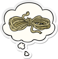 cartoon rope with thought bubble as a printed sticker png