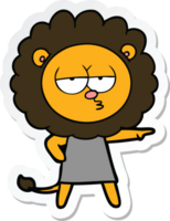 sticker of a cartoon bored lion png