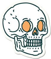 pegatina de tatuaje al estilo tradicional de una calavera png