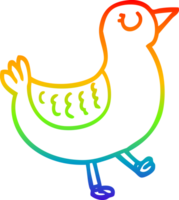 rainbow gradient line drawing of a cartoon bird png