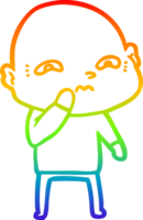 rainbow gradient line drawing of a cartoon nervous man png