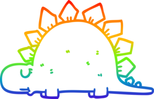 rainbow gradient line drawing of a cartoon prehistoric dinosaur png