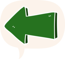 cartoon pointing arrow with speech bubble in retro style png