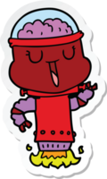 sticker of a happy cartoon robot flying png