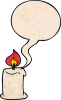 cartoon candle with speech bubble in retro texture style png