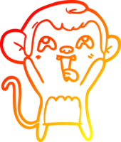 warm gradient line drawing of a crazy cartoon monkey png