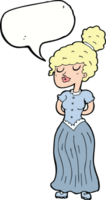 cartoon pretty victorian woman with speech bubble png