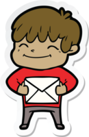 sticker of a cartoon happy boy png