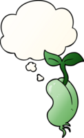 cartone animato germinazione seme con pensato bolla nel liscio pendenza stile png