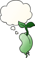 cartoon sprouting seed with thought bubble in smooth gradient style png