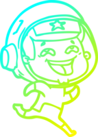 cold gradient line drawing of a cartoon laughing astronaut png