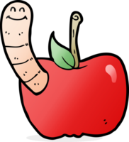 cartoon apple with worm png