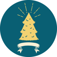 icon of a tattoo style pine tree png