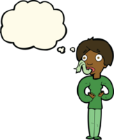 cartoon woman sticking out tongue with thought bubble png