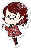 distressed sticker of a annoyed cartoon vampire girl png