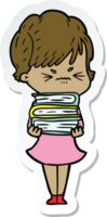 sticker of a cartoon frustrated woman png