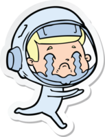 sticker of a cartoon crying astronaut png