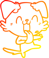 warm gradient line drawing of a cartoon panting dog png