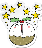 sticker of a cute cartoon happy christmas pudding png