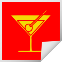 square peeling sticker cartoon of a fancy cocktail png