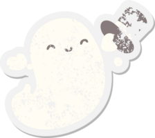 ghost with top hat grunge sticker png