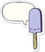 tekenfilm ijs lolly met toespraak bubbel sticker png