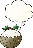 Karikatur Weihnachten Pudding mit habe gedacht Blase im glatt Gradient Stil png