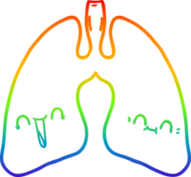 rainbow gradient line drawing of a cartoon lungs png