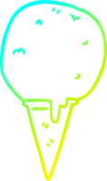 cold gradient line drawing of a cartoon ice cream cone png