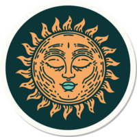 sticker of tattoo in traditional style of a sun png