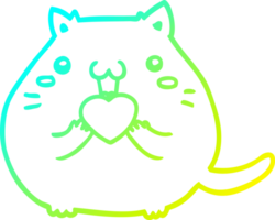 du froid pente ligne dessin de une mignonne dessin animé chat dans l'amour png