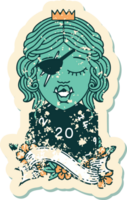 Retro Tattoo Style orc rogue character with natural twenty dice roll png