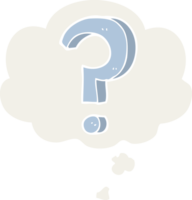 cartoon question mark with thought bubble in retro style png