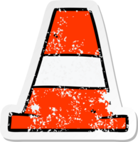 vinheta angustiada de um cone de tráfego rodoviário de desenho animado png