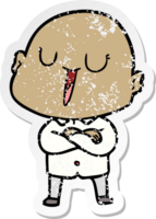 verontruste sticker van een happy cartoon kale man png