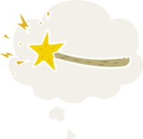 cartoon magic wand with thought bubble in retro style png