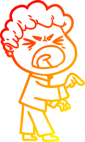 warm gradient line drawing of a cartoon furious man png