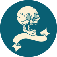 tattoo style icon with banner of a skull png