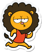 pegatina de un león corriendo de dibujos animados png