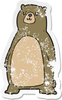 distressed sticker of a cartoon bear png