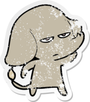 distressed sticker of a annoyed cartoon elephant png