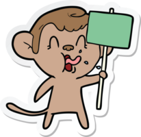 autocollant d'un singe fou de dessin animé avec signe png