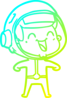 cold gradient line drawing of a happy cartoon astronaut png