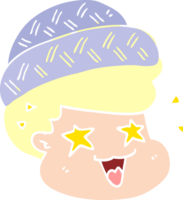 menino de desenho animado de estilo de cor plana usando chapéu png