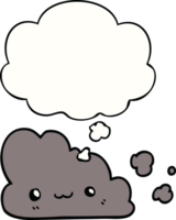 mignonne dessin animé nuage avec pensée bulle png