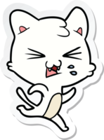 pegatina de un gato silbante de dibujos animados png