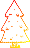 chaud pente ligne dessin de une Noël arbre png