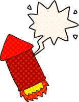 cartoon rocket with speech bubble in comic book style png