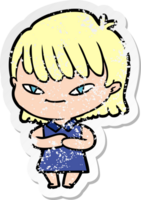 distressed sticker of a cartoon woman png