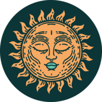ikonisches Bild einer Sonne im Tattoo-Stil png